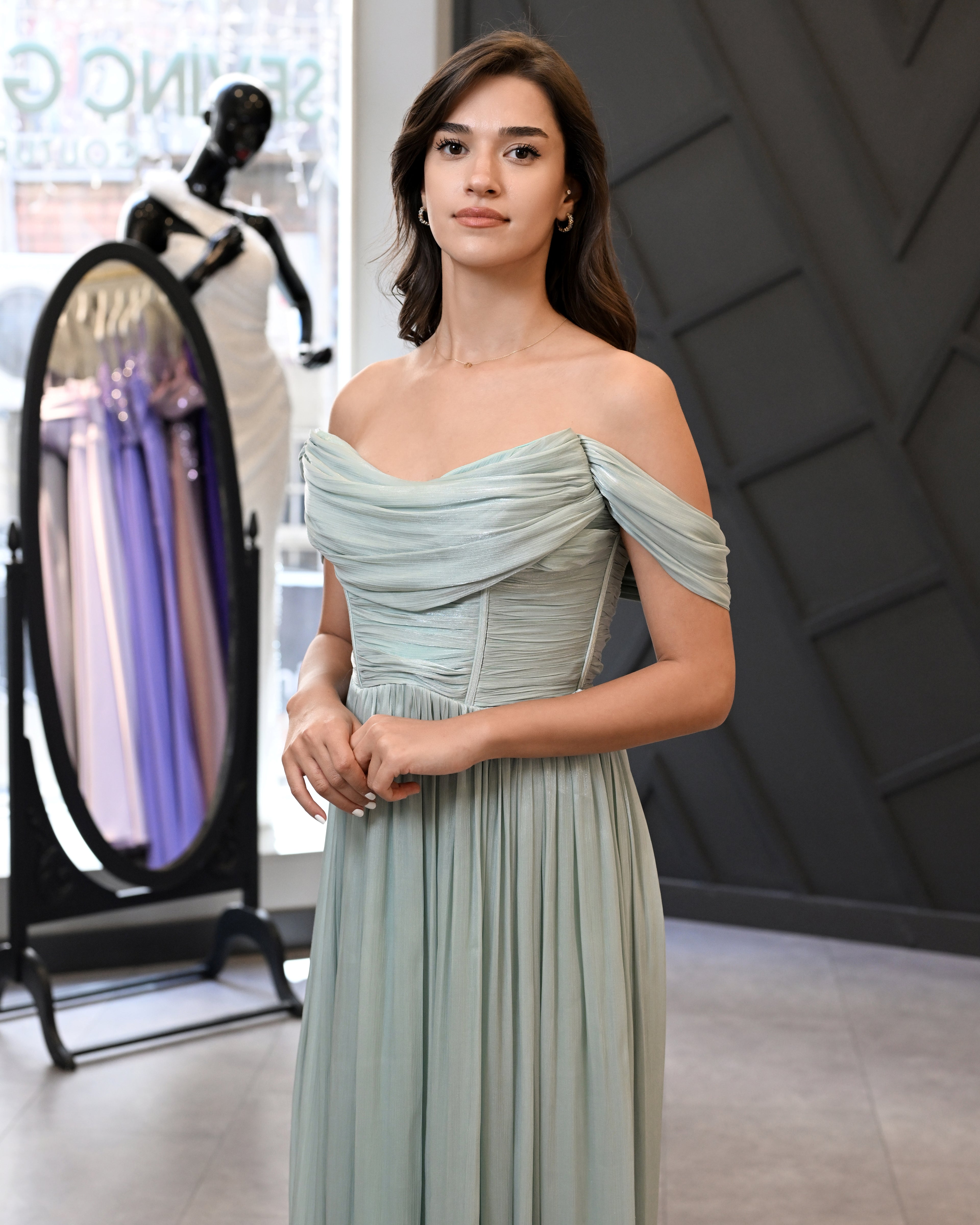 Düşük Kol Korsaj Beden Uzun Abiye Elbise