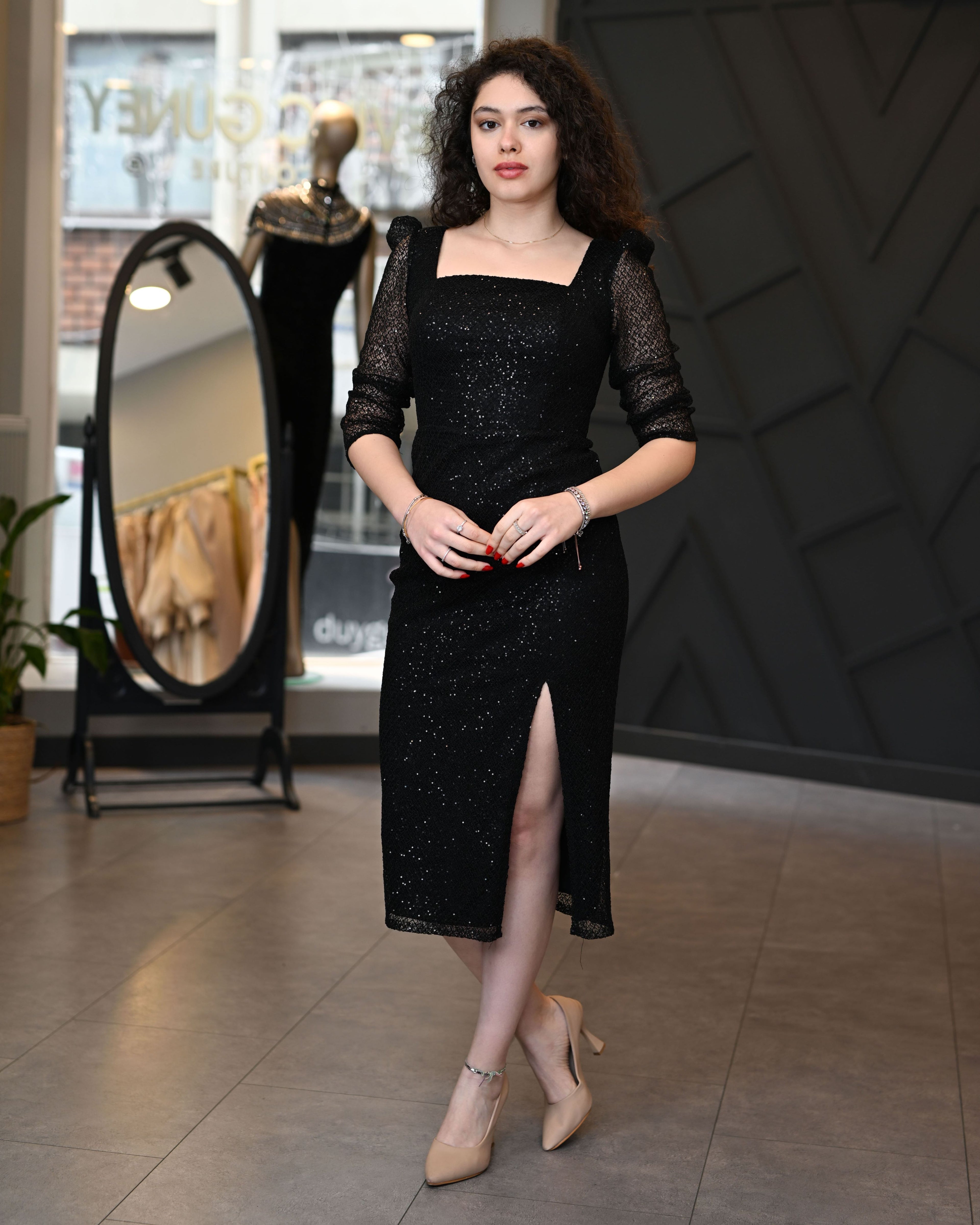 Fakir Kol Midi Abiye Elbise