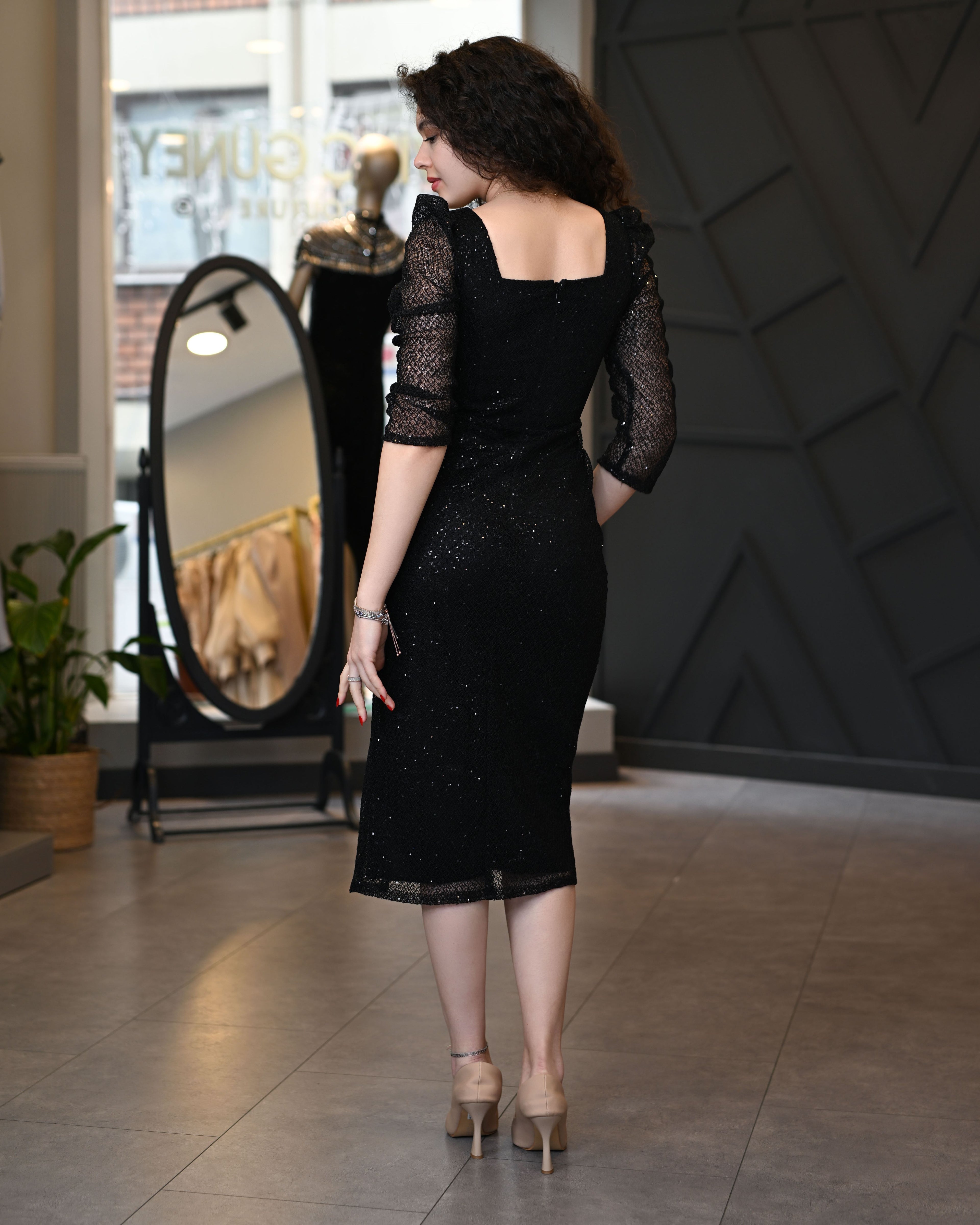 Fakir Kol Midi Abiye Elbise