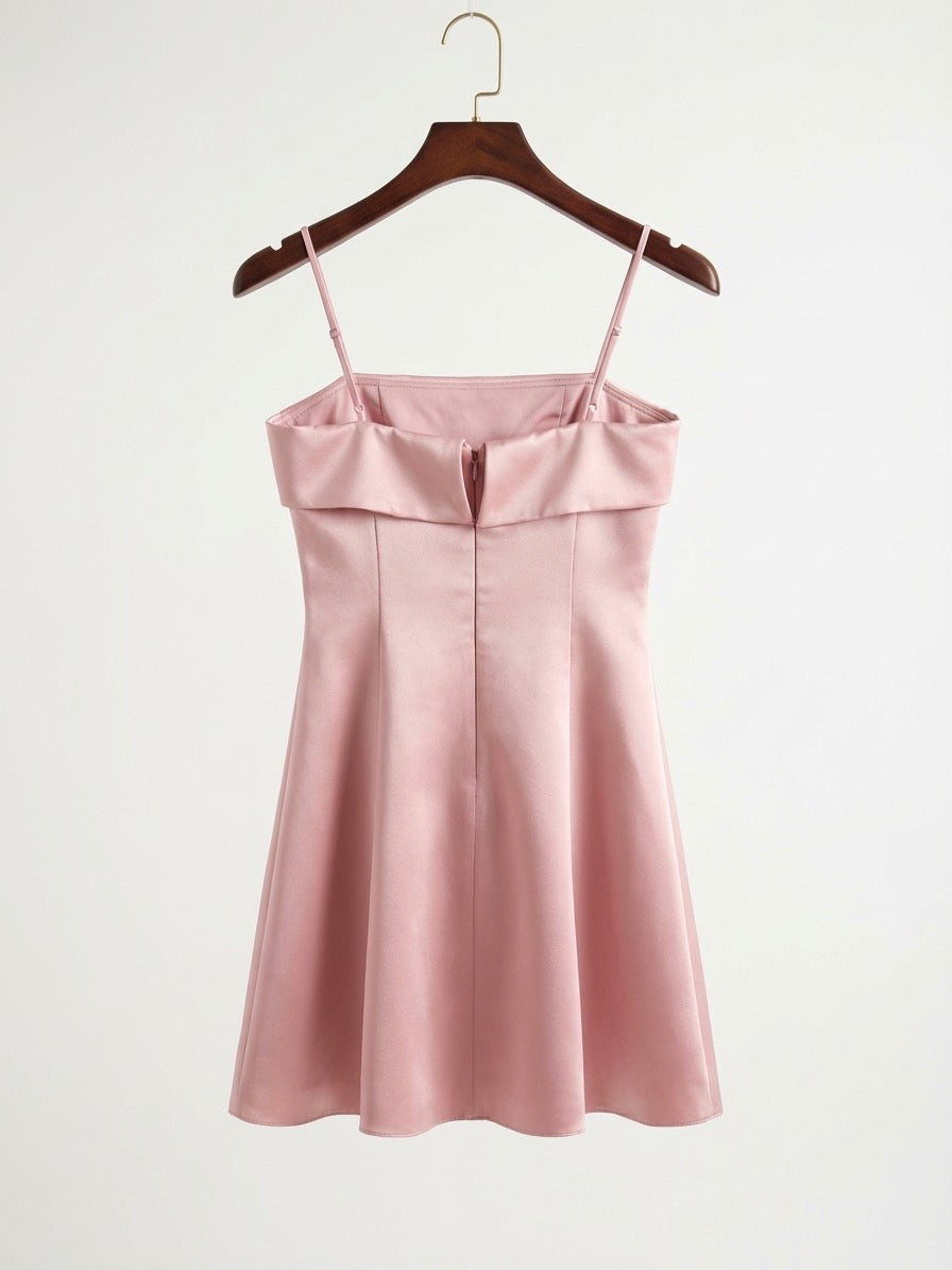 Askılı Saten Mini Abiye Elbise (Mezuniyet)