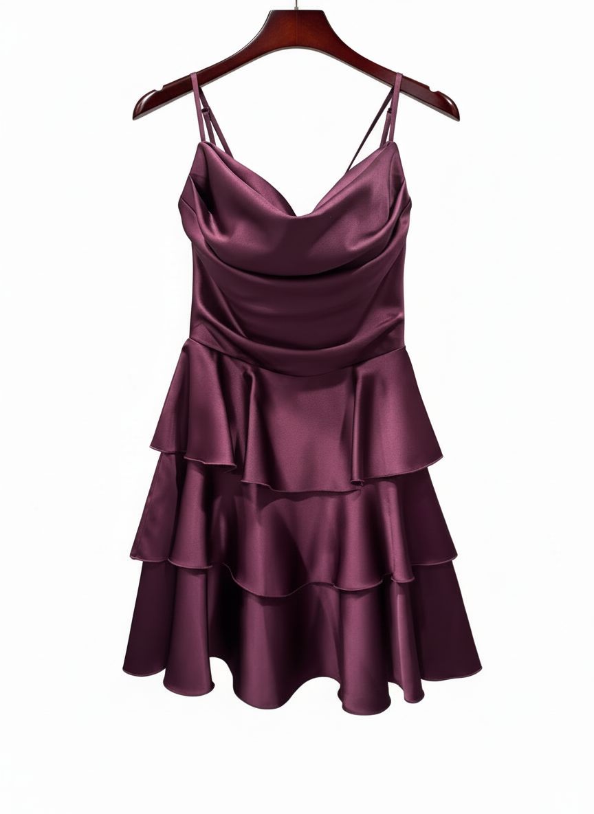 Kat Kat Saten Mini Abiye Elbise (Mezuniyet)