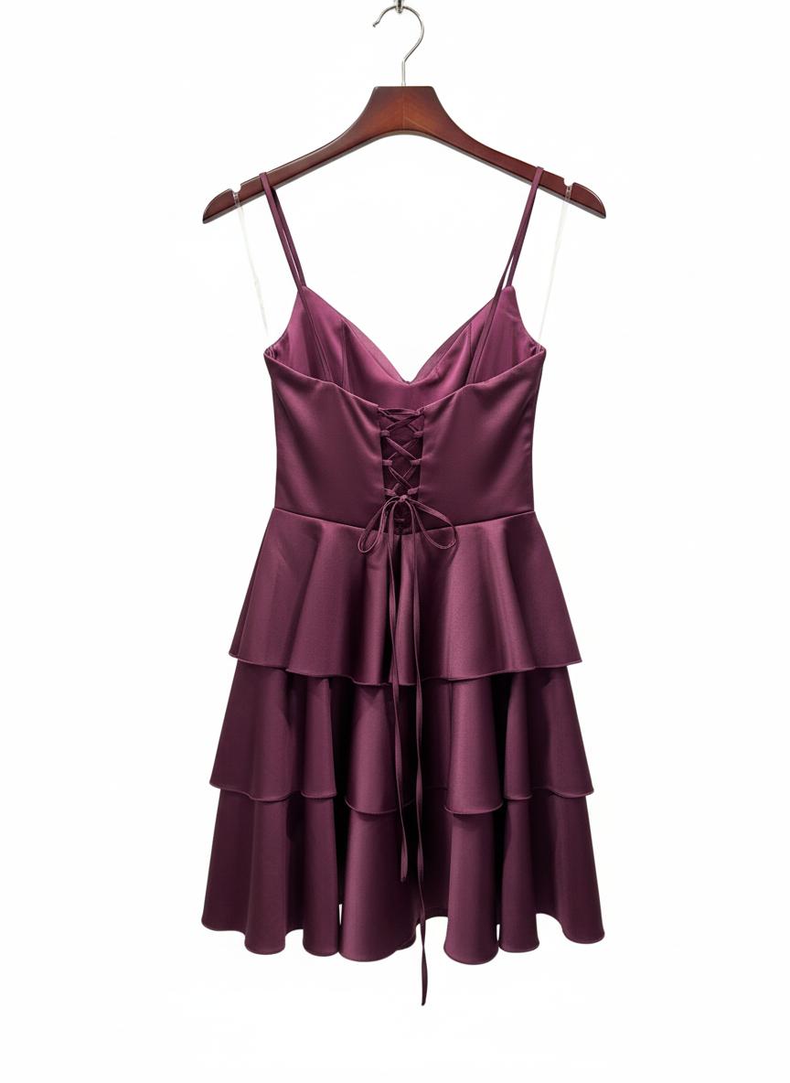 Kat Kat Saten Mini Abiye Elbise (Mezuniyet)