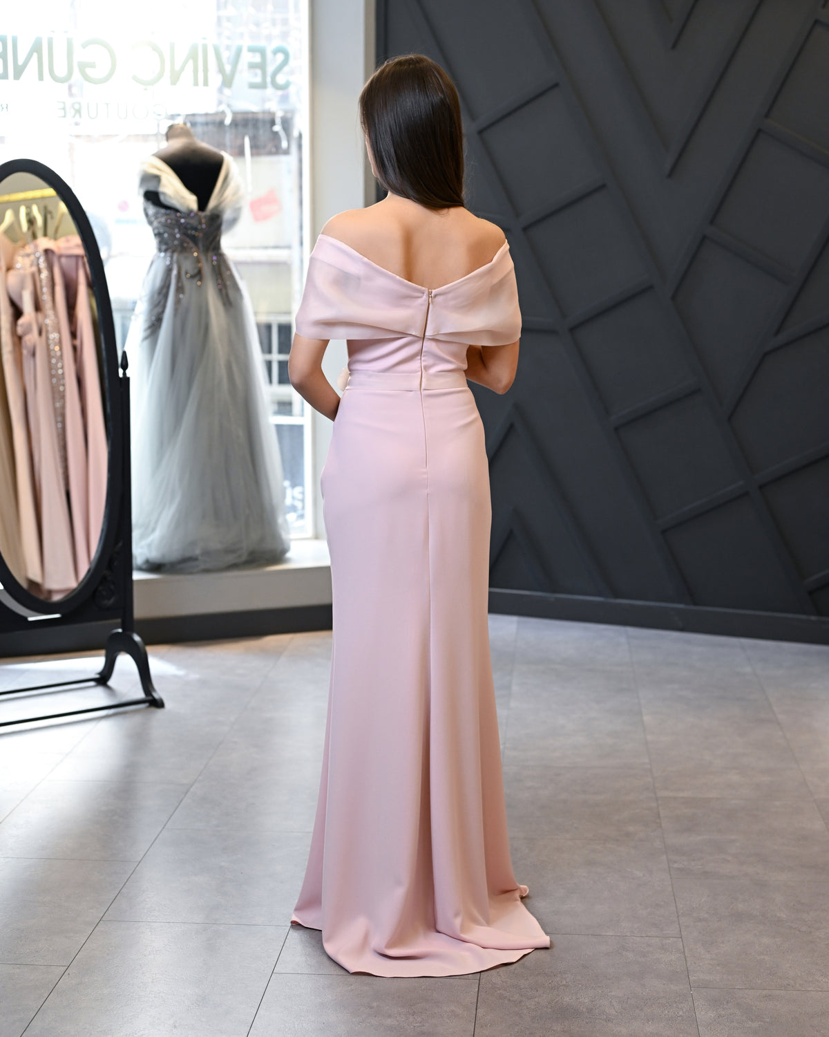 Carmen Collar Long Evening Dress