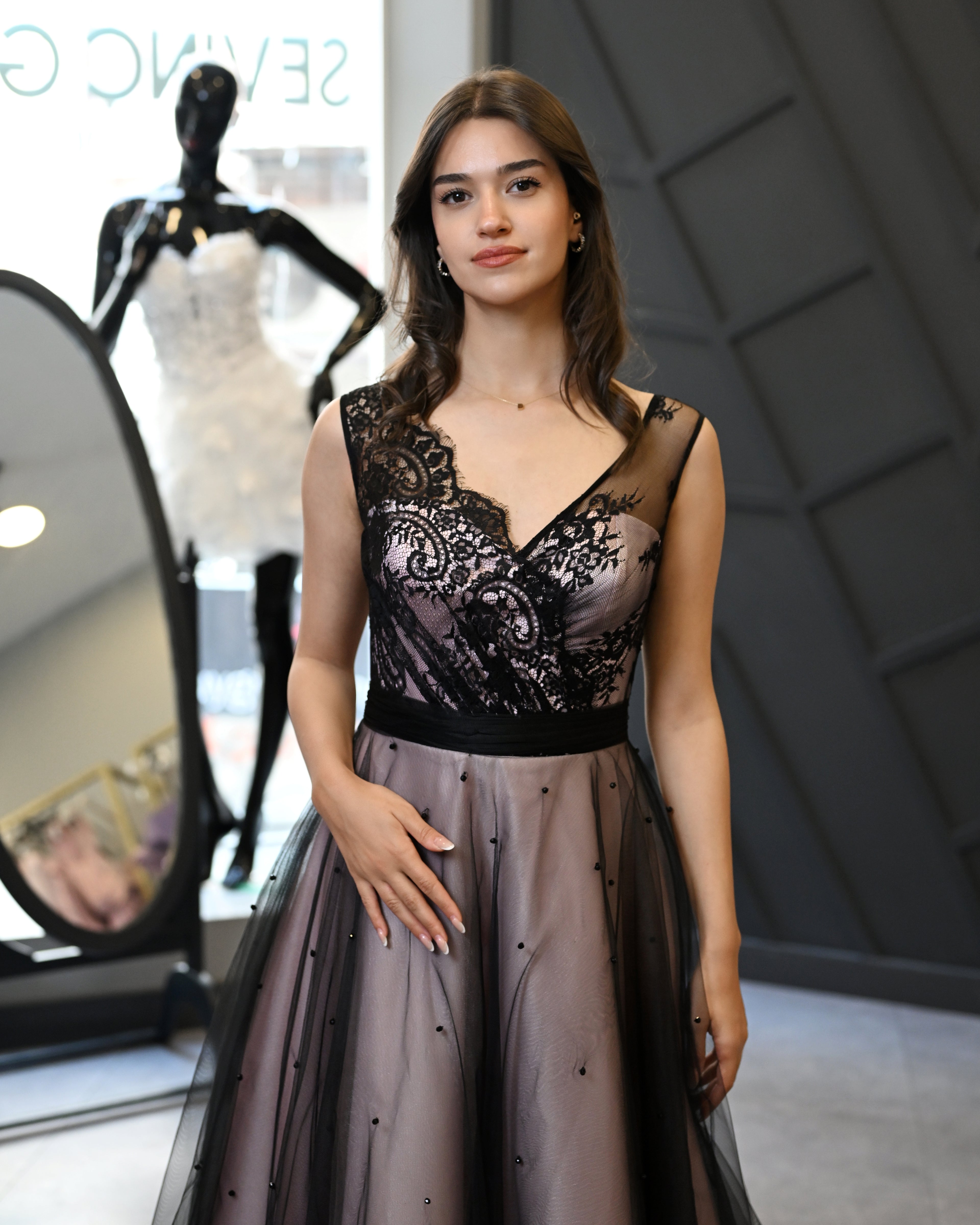 Orjinal Fransız Danteli Tasarım Abiye Elbise