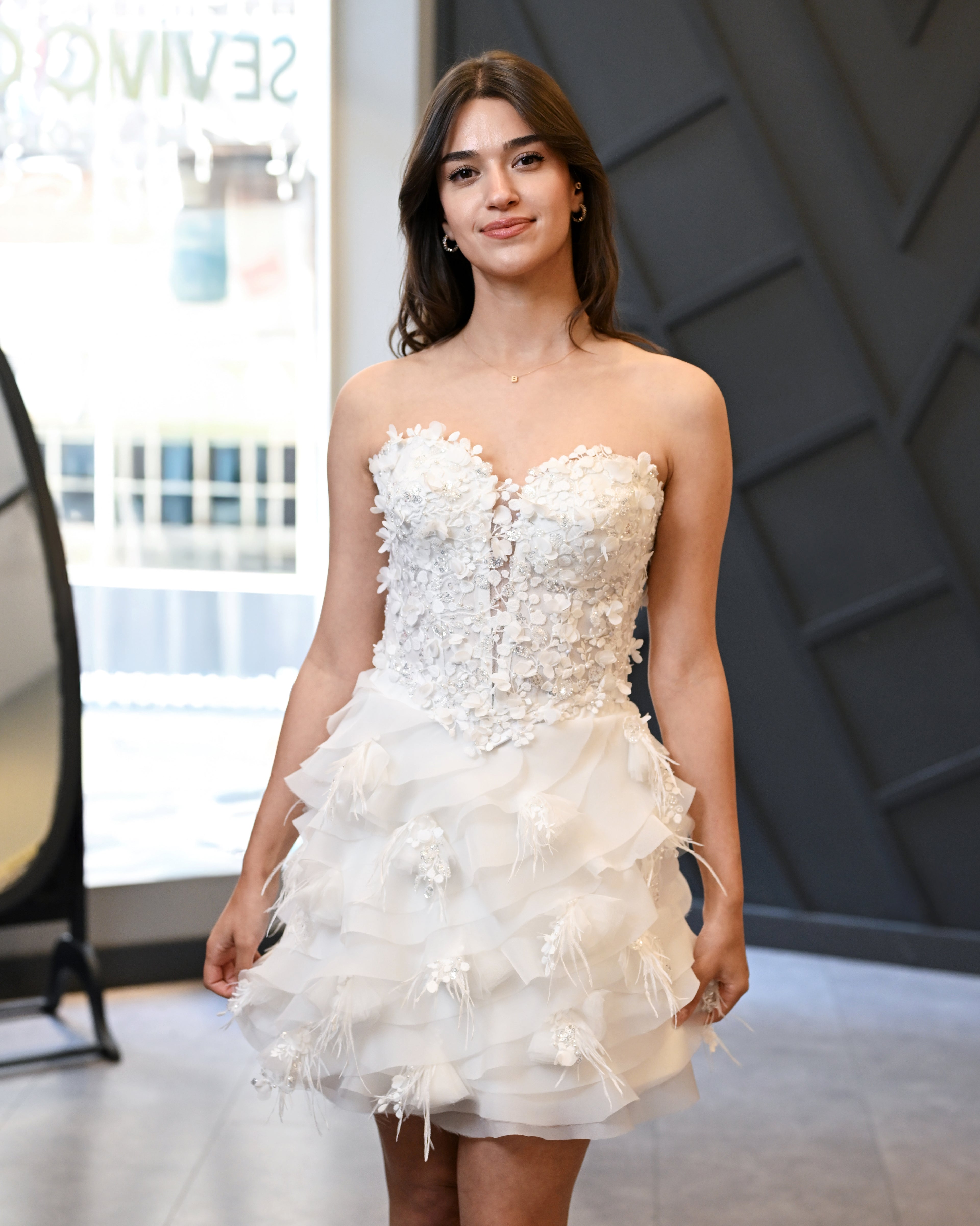 Straplez Korsaj Beden İki Parça Mini Abiye Elbise