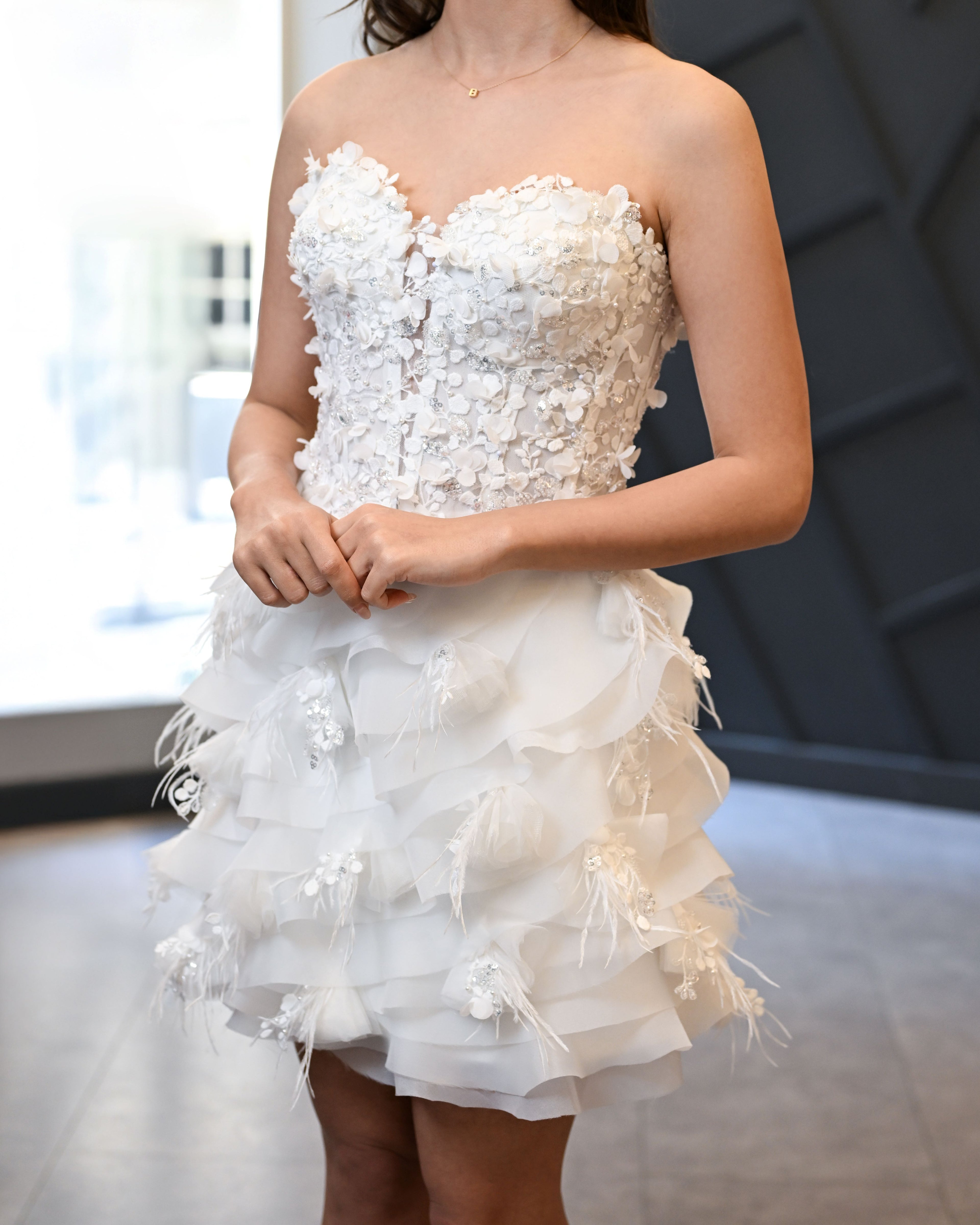 Straplez Korsaj Beden İki Parça Mini Abiye Elbise